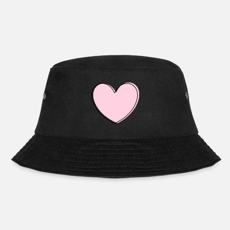 rosarotes Herz Herz rosa Geschenk Valentinstag - Bucket Hat - Schwarz