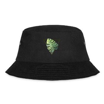 tropical monstera leaf modern triangle pattern - Bucket Hat - black - Front - Lela (165cm)