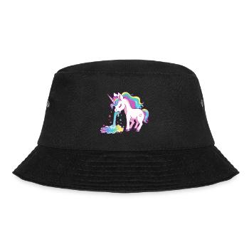 Unicorn Puking Rainbow Colorful Colorful Funny - Bucket Hat - black - Front - Lela (165cm)