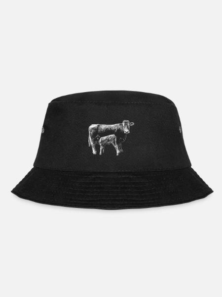 Kuh mit Kalb - Bucket Hat - Schwarz