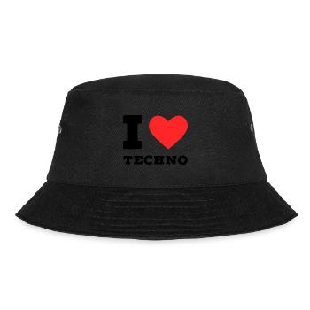 Ich liebe Techno - Bucket Hat - Schwarz - Vorne - Lela (165cm)