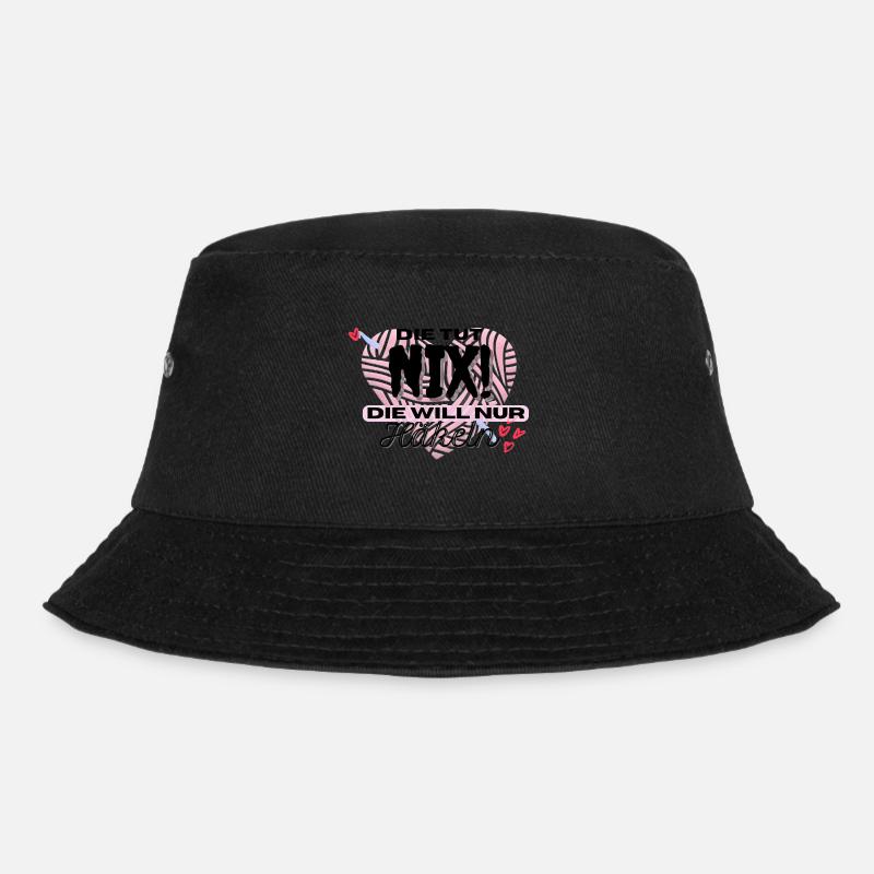 Die Tut Nix Die Will Nur Häkeln Rosa Herz Pink - Bucket Hat - Schwarz