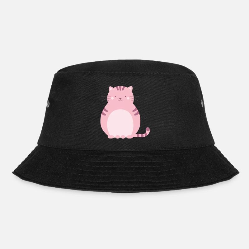 Pink cat - Bucket Hat - black
