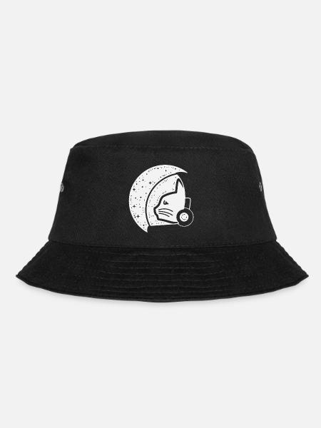 Galaktische Katze Astronaut Illustration - Bucket Hat - Schwarz