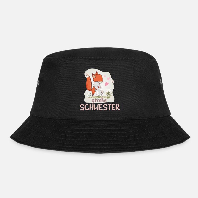 große Schwester Einhorn Fuchs Hase Umarmung - Bucket Hat - Schwarz