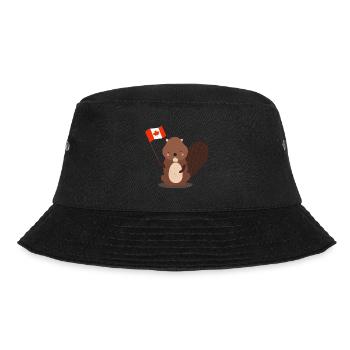 Biber Kanada süß Damm Geschenk Flagge Naturschutz - Bucket Hat - Schwarz - Vorne - Lela (165cm)