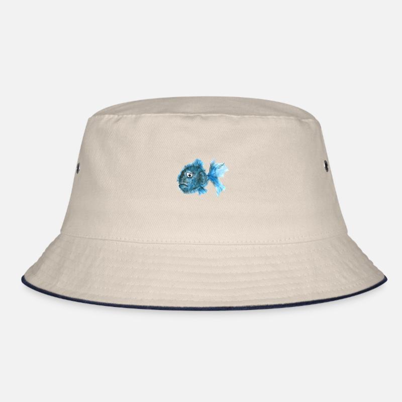 fish sad depressive blue puffer fish spine Bucket Hat