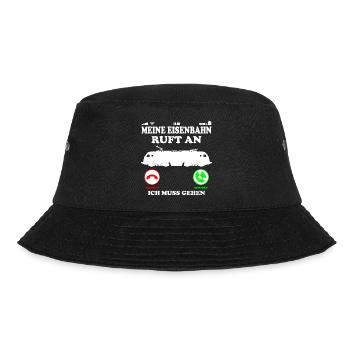 Eisenbahn Rentner Opa - Lok Ruft an Spruch - Bucket Hat - Schwarz - Vorne - Lela (165cm)