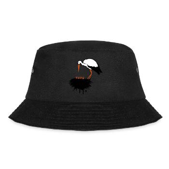 Storch und sein Nest mit Nachwuchs Graffiti - Bucket Hat - Schwarz - Vorne - Lela (165cm)