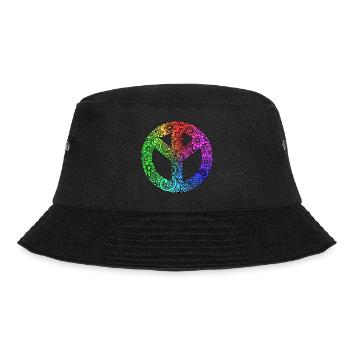 Frieden - buntes Friedenssymbol - Bucket Hat - Schwarz - Vorne - Lela (165cm)