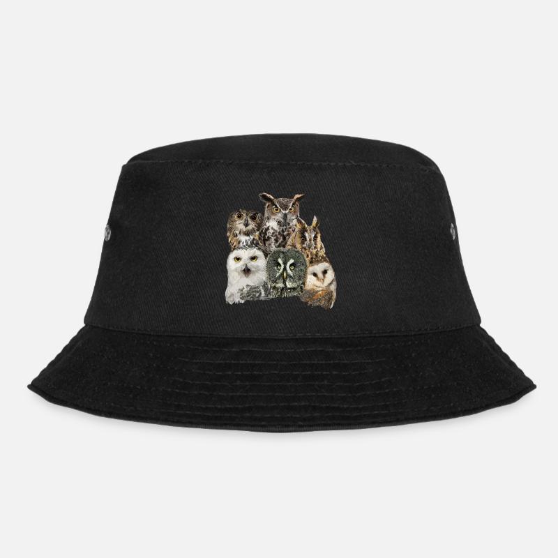 Eulen - Bucket Hat - Schwarz