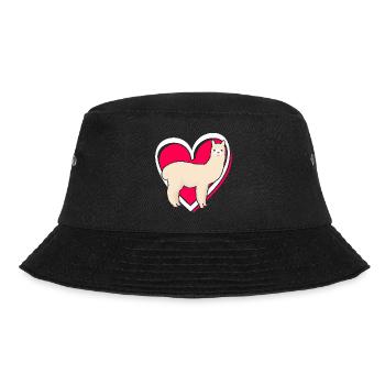 Valentine's Day Llama Alpaca Love Girls Children - Bucket Hat - black - Front - Lela (165cm)