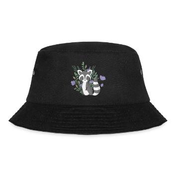 Cute ract bear with plants and purple flowers - Bucket Hat - black - Front - Lela (165cm)