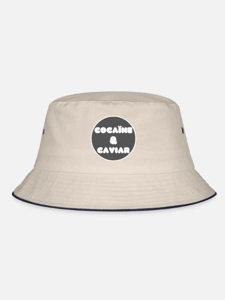 Kokain und Kaviar Geschenk Zitat schwarzer Humor - Bucket Hat - Natur/Navy - Vorne