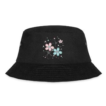 delicate flowers in pink and turquoise - Bucket Hat - black - Front - Lela (165cm)