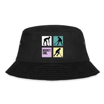 hockey retro girl 7m feldhockey hockeyspielerin - Bucket Hat - Schwarz - Vorne - Lela (165cm)