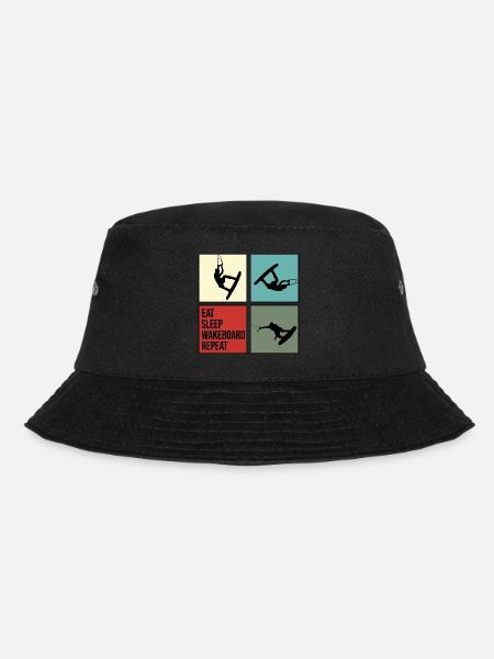 wakeboard wakeboarder cable wasserratte eat repeat - Bucket Hat - Schwarz