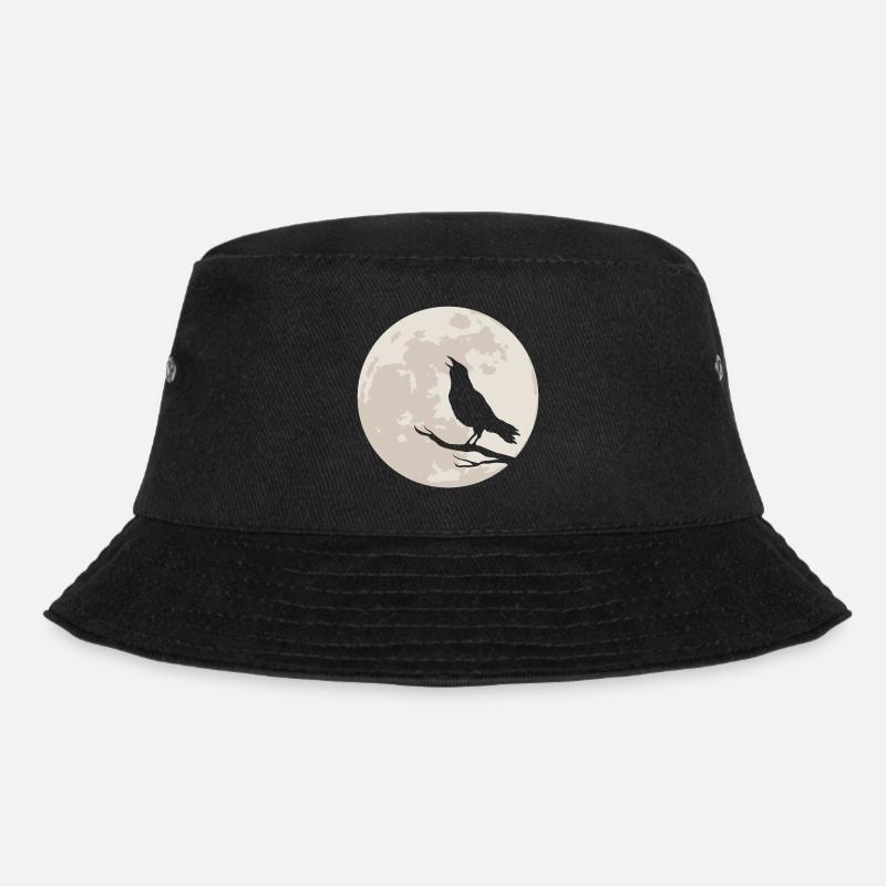 Crow silhouette before full moon - Bucket Hat - black