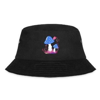 blue mushroom leaves grass natural plant abstract - Bucket Hat - black - Front - Lela (165cm)