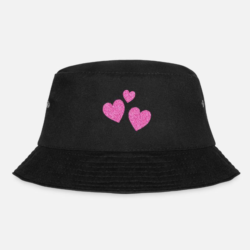 3 pinke glitzernde herzen herz - Bucket Hat - Schwarz