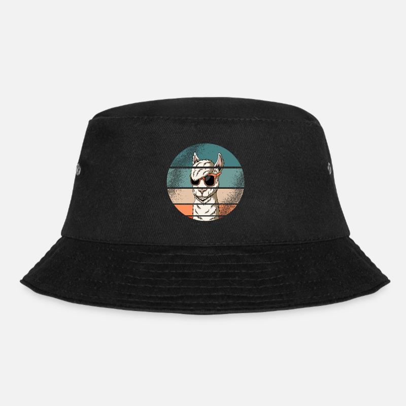Lama Alpaka Tiere Retro Vintage Geschenkidee - Bucket Hat - Schwarz
