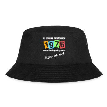 Legende ist 1976 geboren. Geburtstagsspruc - Bucket Hat - Schwarz - Vorne - Lela (165cm)