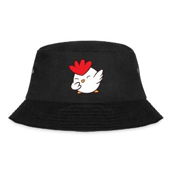 Huhn - Dab, dabbing, dabben, tanzen - Bucket Hat - Schwarz - Vorne - Lela (165cm)