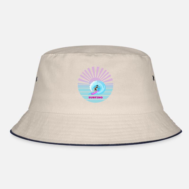 Surfing sunset waves Bucket Hat
