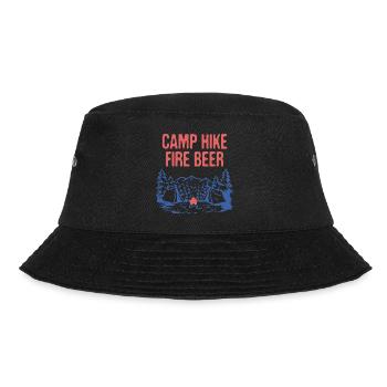 Camp Hike Fire Beer Camping Hiking Camper Hiker - Bucket Hat - black - Front - Lela (165cm)
