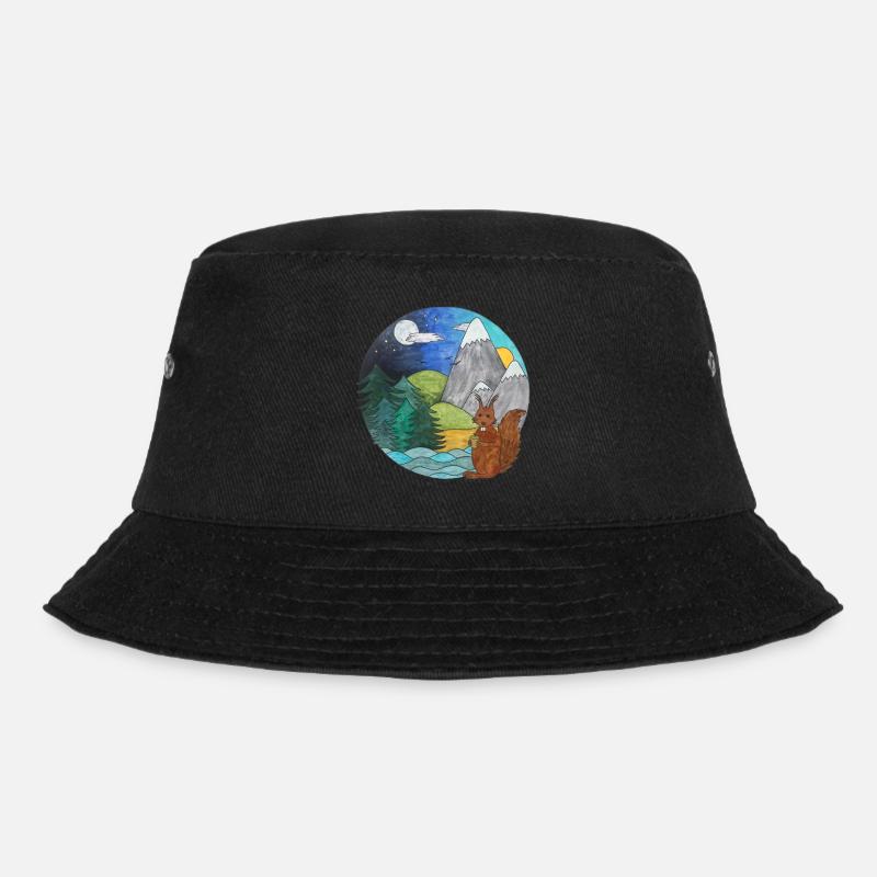 Landschaft Eichhörnchen Outdoor Naturliebhaber - Bucket Hat - Schwarz