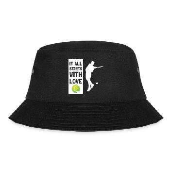It All Starts With Love - Tennis - White - Bucket Hat - Schwarz - Vorne - Lela (165cm)