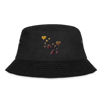 Muster Herzen Herz Symbol rot glitzer gelb - Bucket Hat - Schwarz - Vorne - Lela (165cm)