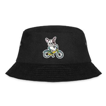 Französisches Bulldoggen-Fahrrad Hund Frenchie - Bucket Hat - Schwarz - Vorne - Lela (165cm)