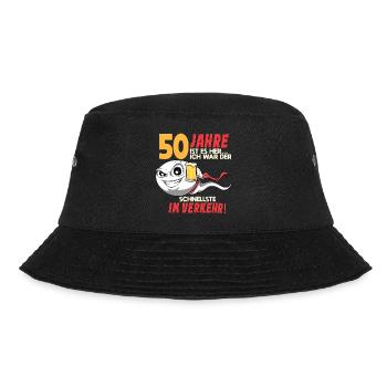 50 Geburtstag Mann Sperma 50 Jahre Geschenkidee - Bucket Hat - Schwarz - Vorne - Lela (165cm)