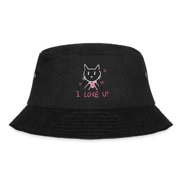 I love you cat valentine's day - Bucket Hat - black - Front - Lela (165cm)