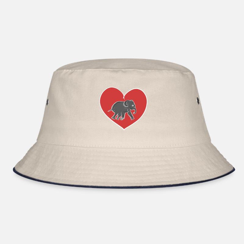 rotes Herz Tierliebe Elefant Bucket Hat