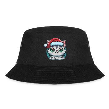 Hübsches digitales Adventskatzen-Kunstwerk für alle Kätzchen - Bucket Hat - Schwarz - Vorne - Lela (165cm)