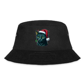 Charmant chat portant un chapeau de Père Noël - Bob - noir - Devant - Lela (165cm)