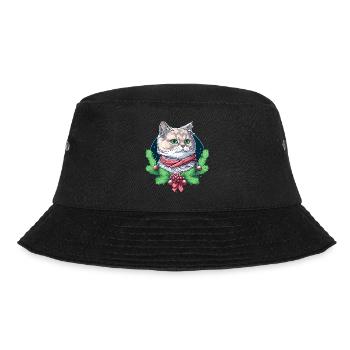 Lovely Xmas cat design, an excellent Xmas present - Bucket Hat - black - Front - Lela (165cm)