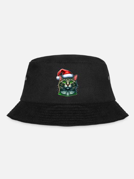 Beautiful Winter cat digital artwork, the perfect - Bucket Hat - black