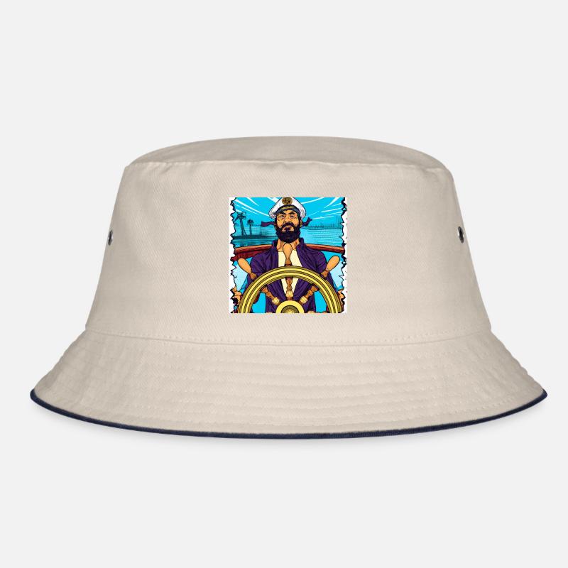 bearded sailor helm sailing ship pirate Bucket Hat