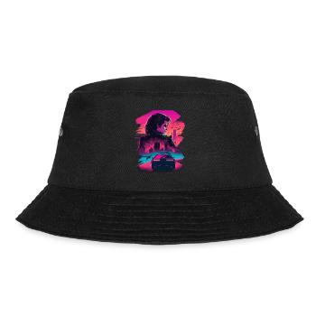 Retro Racing Girl - Bucket Hat - black - Front - Lela (165cm)