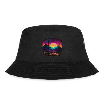 Kunstwerke im Stil der 80er Jahre - Bucket Hat - Schwarz - Vorne - Lela (165cm)