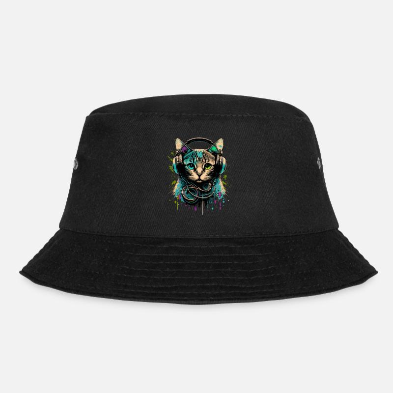 Chat avec casque - Bob - noir