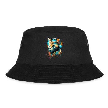 Katze hört Musik - Bucket Hat - Schwarz - Vorne - Lela (165cm)