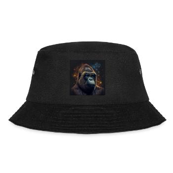 Stardust Gorilla - KI generierte Kunst - AI Art - Bucket Hat - Schwarz - Vorne - Lela (165cm)