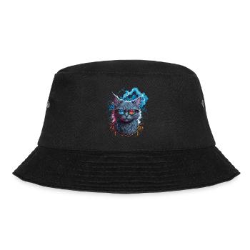 Retro Katze - Bucket Hat - Schwarz - Vorne - Lela (165cm)