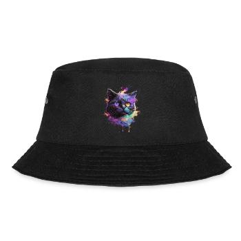 Bunte Katze Illustration - Bucket Hat - Schwarz - Vorne - Lela (165cm)