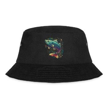 Bunte Fischkunstwerke - Bucket Hat - Schwarz - Vorne - Lela (165cm)