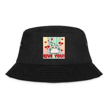 Happy Valentine's Day - OWL TEA BAG Cartoon - BIRD - Bucket Hat - black - Front - Lela (165cm)